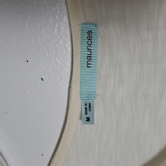 Maurices beaded sheer front shirt sleeve shirt, ivory, sequin/ beading, size med - Picture 4 of 7